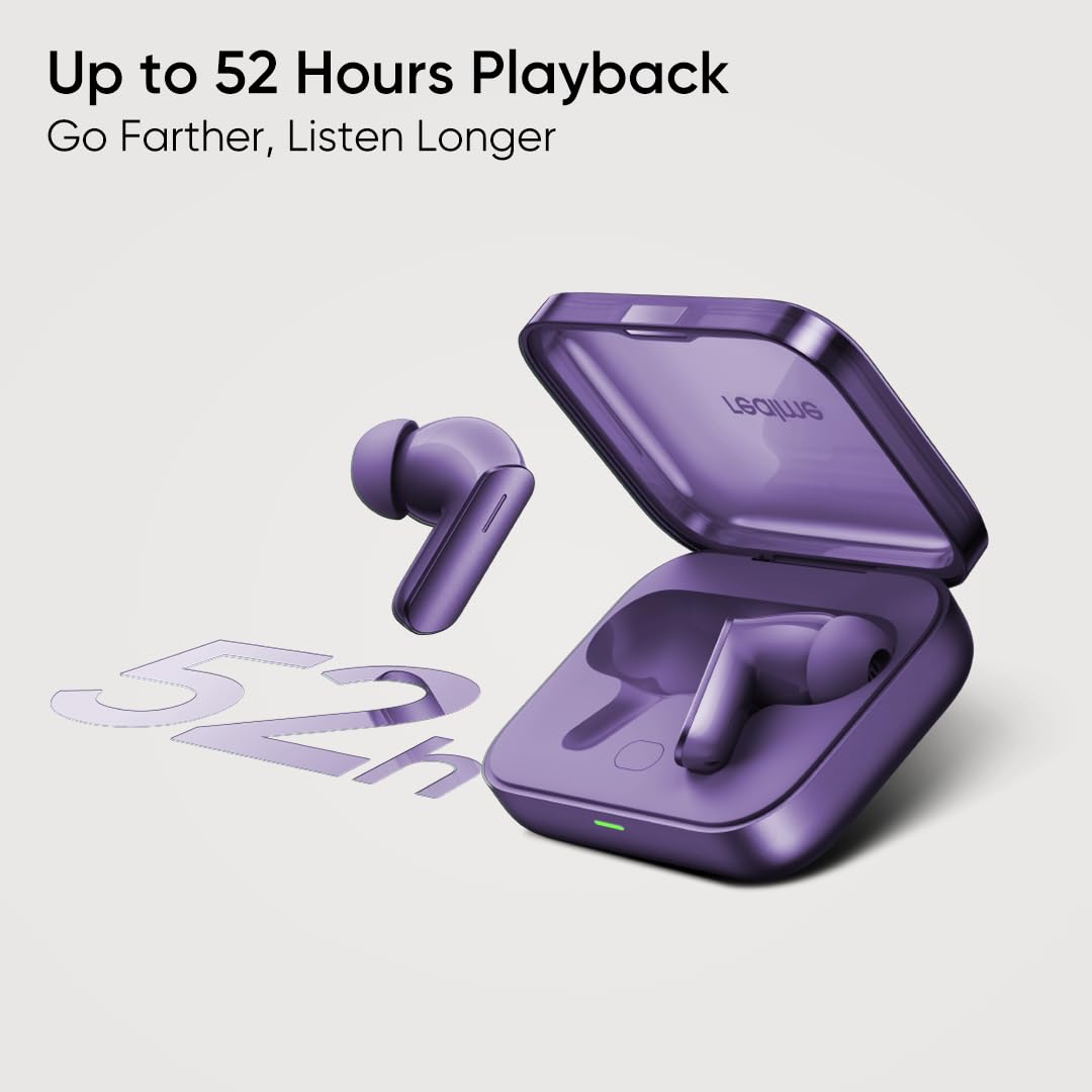 Realme Earbuds Air 7 with 12.4mm Dynamic Bass Drivers,52Hrs Playtime,52dB Hybrid ANC