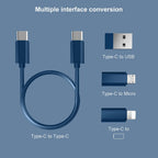 All in one 60W USB Fast Charging Travel Data Cable Set Multifunctional Conversion Head Portable Multi-Type Charging Connector USB TypeC Adapter Sim Storage with Sim Eject Pin and mobile stand