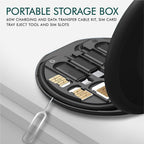 All in one 60W USB Fast Charging Travel Data Cable Set Multifunctional Conversion Head Portable Multi-Type Charging Connector USB TypeC Adapter Sim Storage with Sim Eject Pin and mobile stand