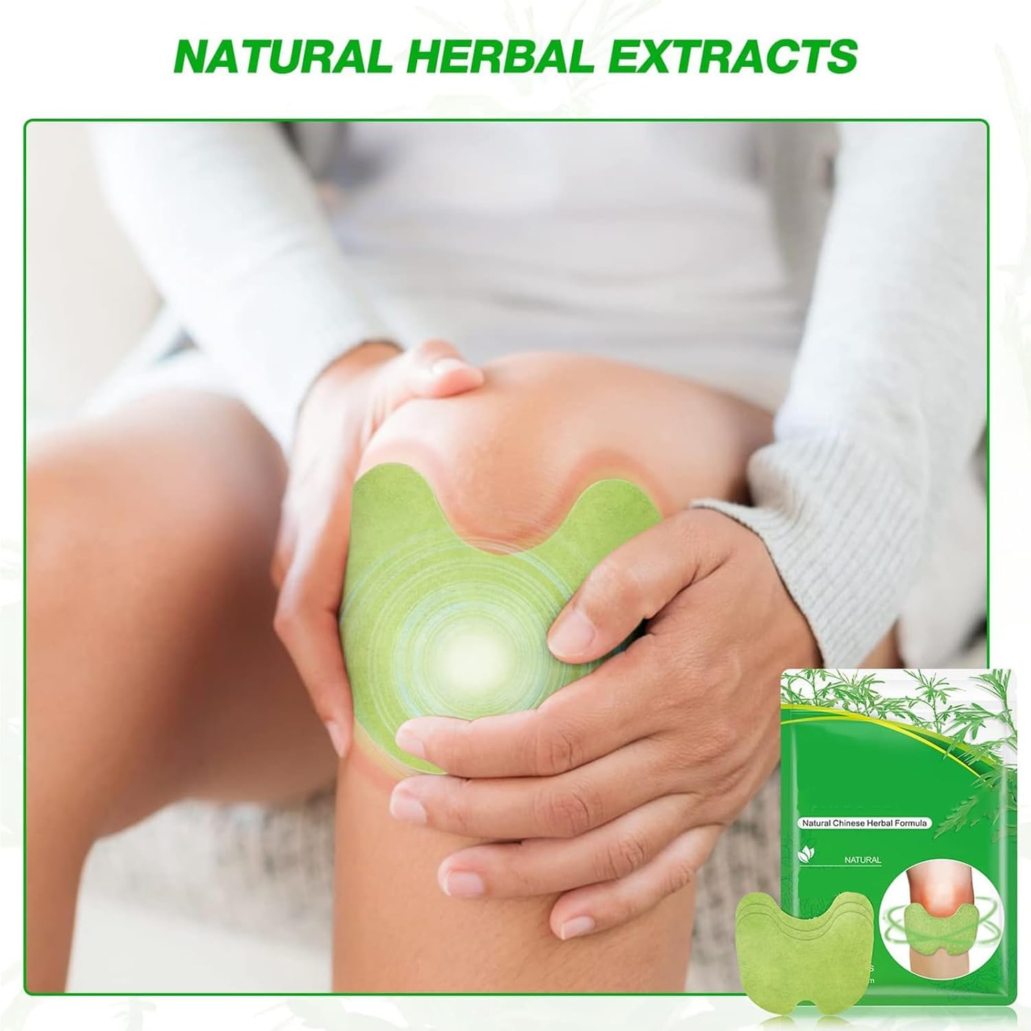 Knee Patch for Pain Relief, Pack of 10 - Wormwood leaves Dried Ginger Camphor Borneol Natural Herbal Patches, Sticker 12-Hour Relief of Joint Pains