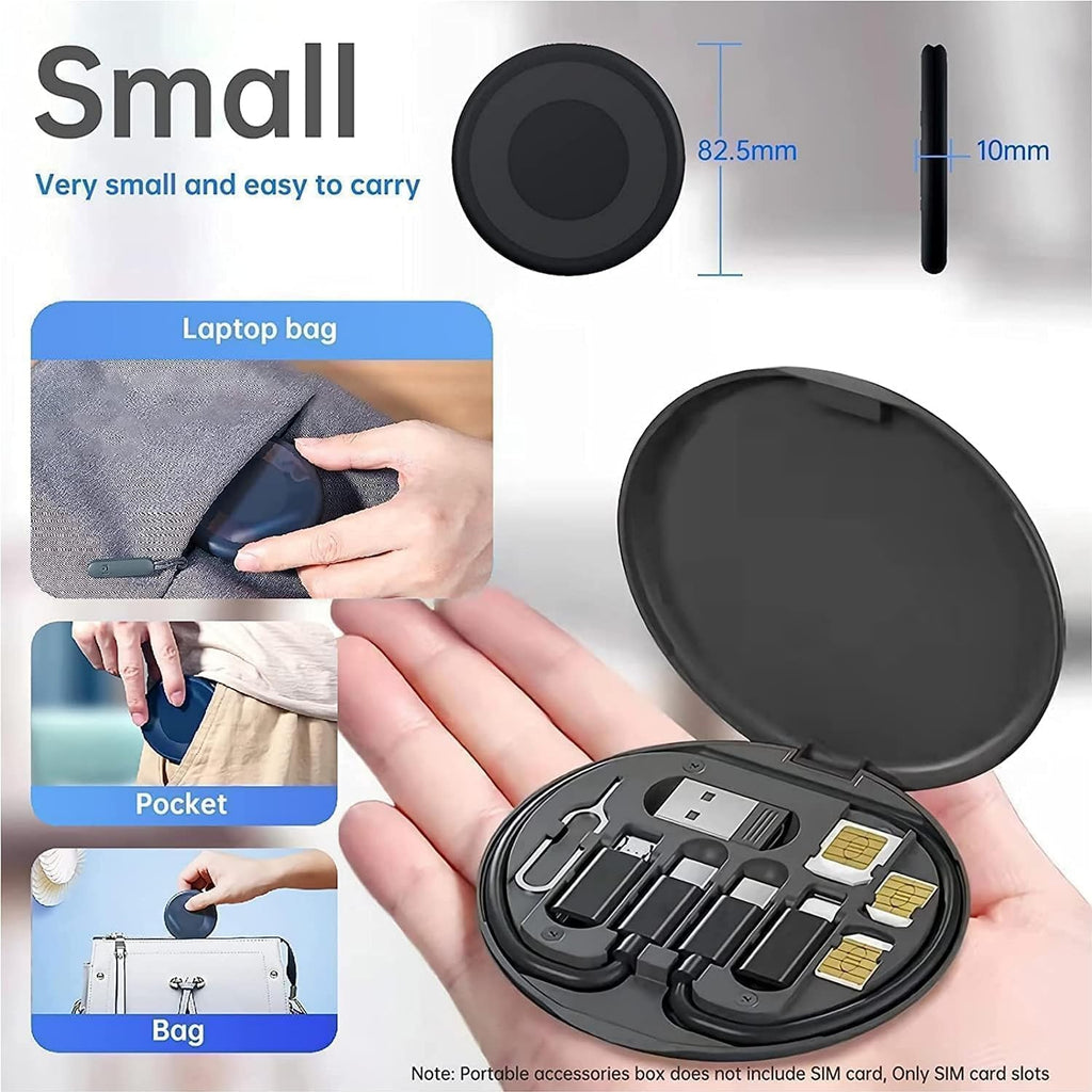 All in one 60W USB Fast Charging Travel Data Cable Set Multifunctional Conversion Head Portable Multi-Type Charging Connector USB TypeC Adapter Sim Storage with Sim Eject Pin and mobile stand