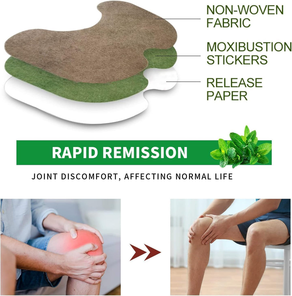 Knee Patch for Pain Relief, Pack of 10 - Wormwood leaves Dried Ginger Camphor Borneol Natural Herbal Patches, Sticker 12-Hour Relief of Joint Pains