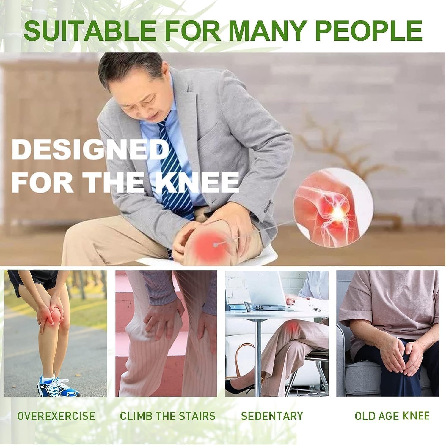 Knee Patch for Pain Relief, Pack of 10 - Wormwood leaves Dried Ginger Camphor Borneol Natural Herbal Patches, Sticker 12-Hour Relief of Joint Pains