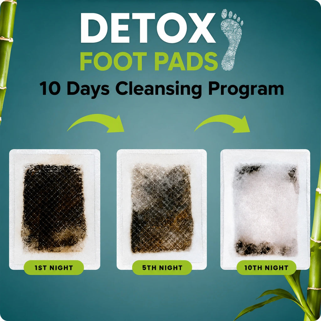 Ayurvedic Herbal Detox Foot Pads for Overnight Cleansing & Relaxation | Bamboo Vinegar Foot Patch | Pack of 20
