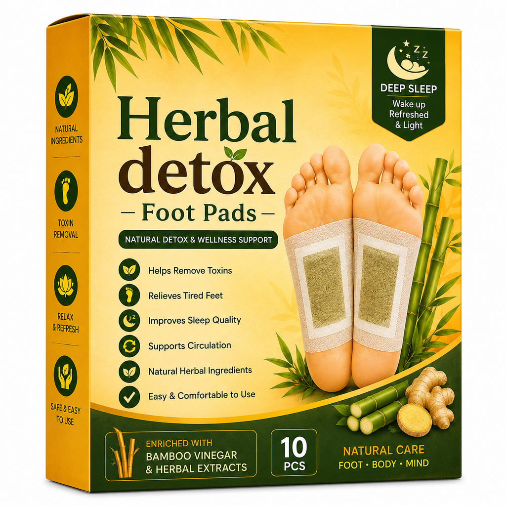 Ayurvedic Herbal Detox Foot Pads for Overnight Cleansing & Relaxation | Bamboo Vinegar Foot Patch | Pack of 20