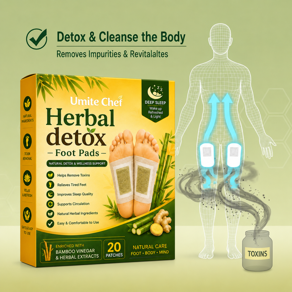 Ayurvedic Herbal Detox Foot Pads for Overnight Cleansing & Relaxation | Bamboo Vinegar Foot Patch | Pack of 20