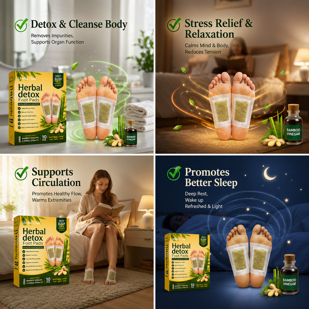 Ayurvedic Herbal Detox Foot Pads for Overnight Cleansing & Relaxation | Bamboo Vinegar Foot Patch | Pack of 20