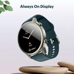 Smartwatch with a green band on a light background
