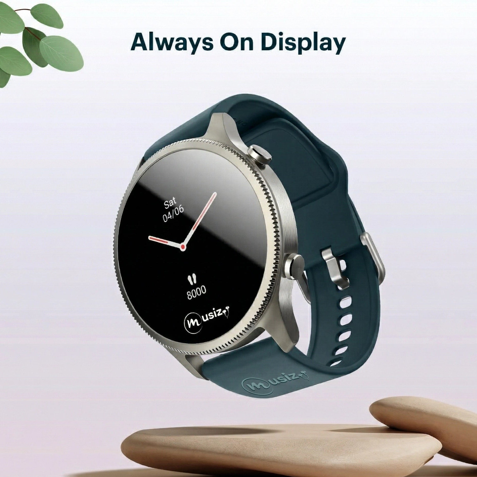 Smartwatch with a green band on a light background